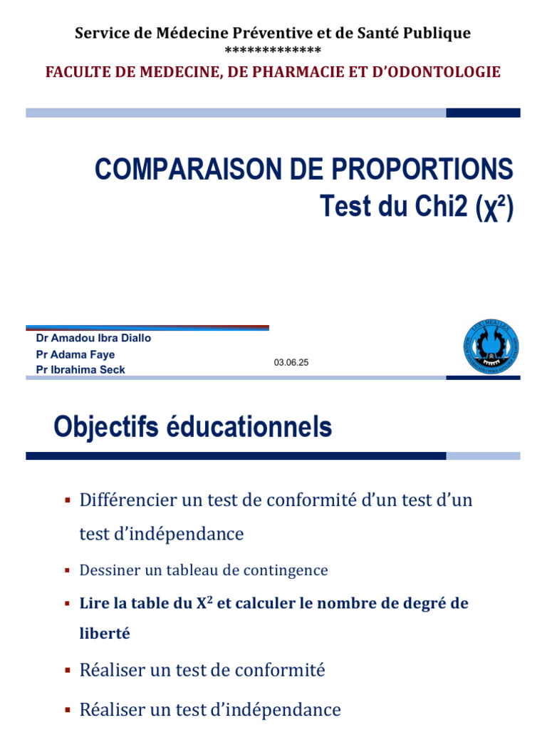 Test du Chi2 : Comparaison de Proportions | PDF | Loi du χ² | Test du χ²