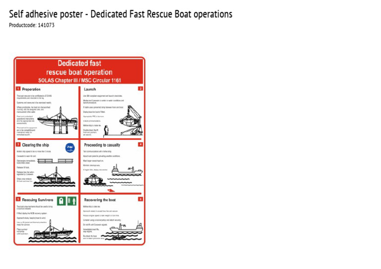 Traconed 141073 Self Adhesive Poster Dedicated Fast Rescue Boat ...