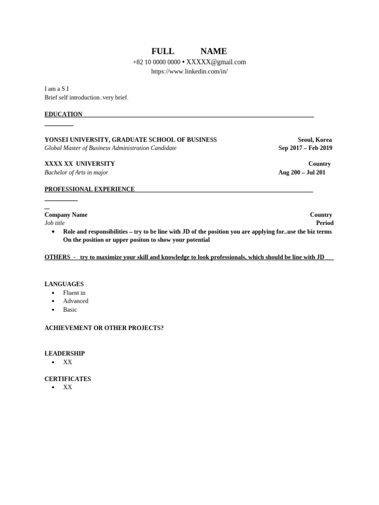 Resume Blank En PDF - 1