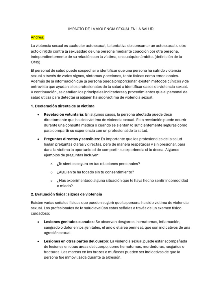 Indicadores de Violencia Sexual en Salud | PDF | Violación | Violencia