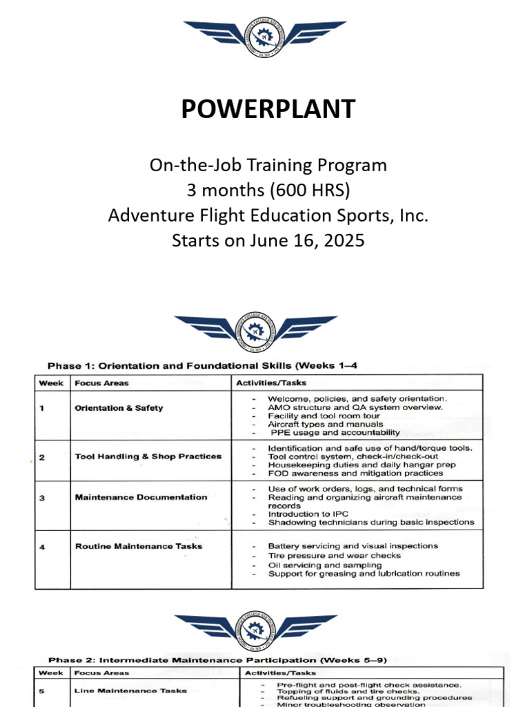 OJT Program at Orson Aerospace College | PDF