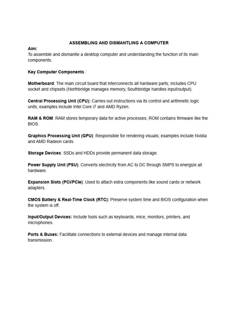 Assembling and Dismantling a PC Guide | PDF | Computer Data Storage ...