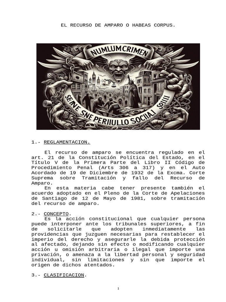 El Recurso de Amparo o Habeas Corpus | PDF | Apelación | Habeas corpus