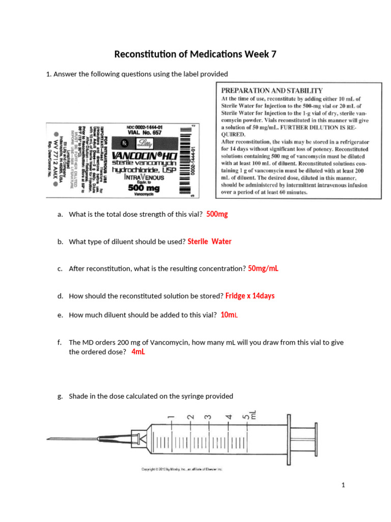 Reconstitution - Answers | PDF