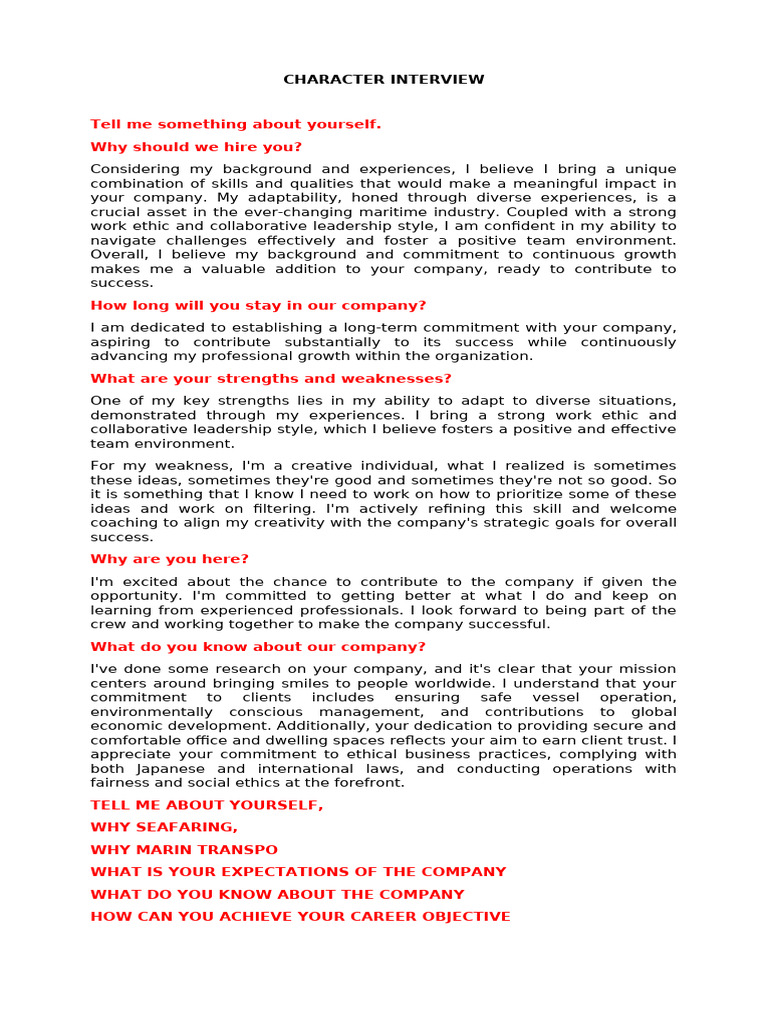 Mock Interview | PDF | United Nations Convention On The Law Of The Sea ...