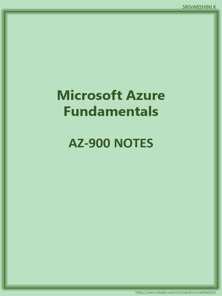 AZ-900 Microsoft Azure Fundamentals Notes | PDF