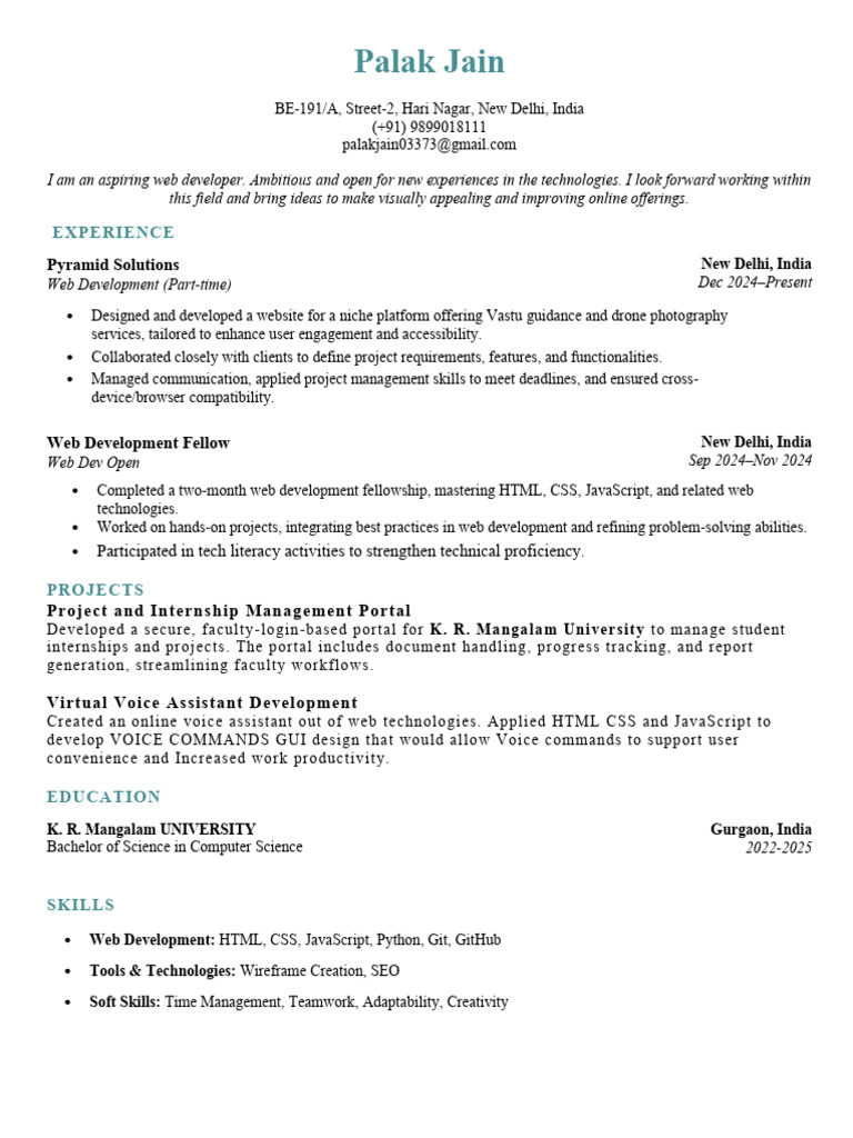 Resume2025june 1750438463 | PDF | Web Development | Computing