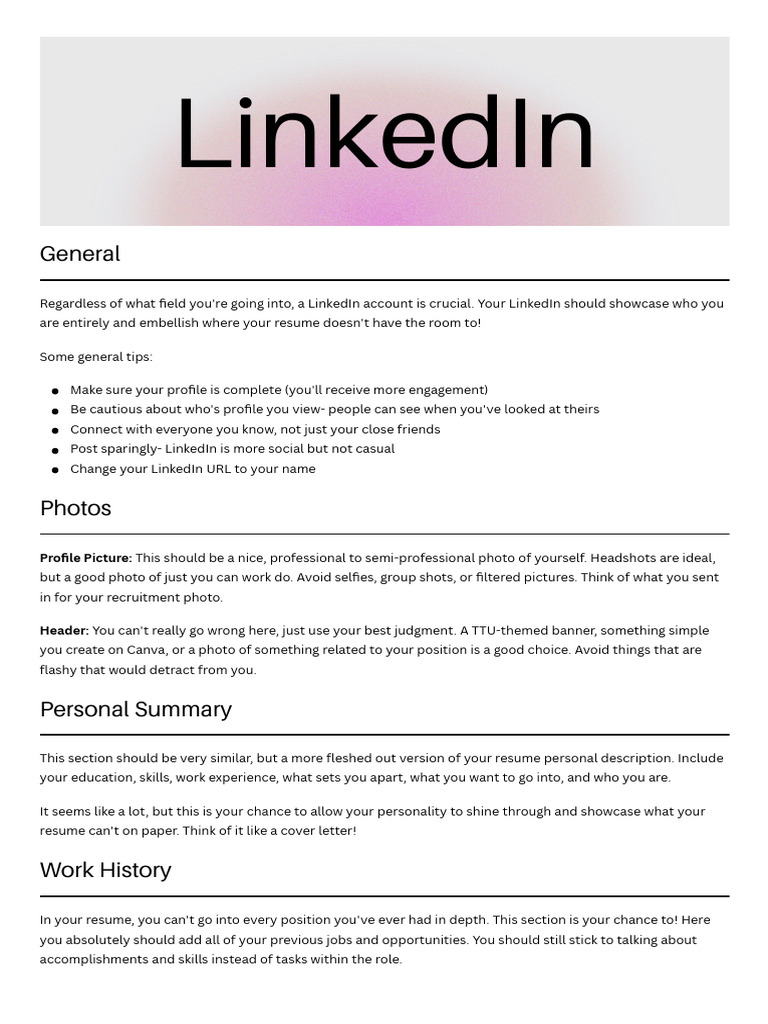 LinkedIn Handout HE | PDF