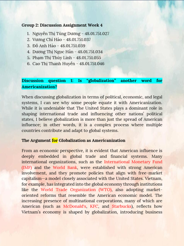 Group 2 - Discussion Question Week 4 | PDF | Corruption | Globalization