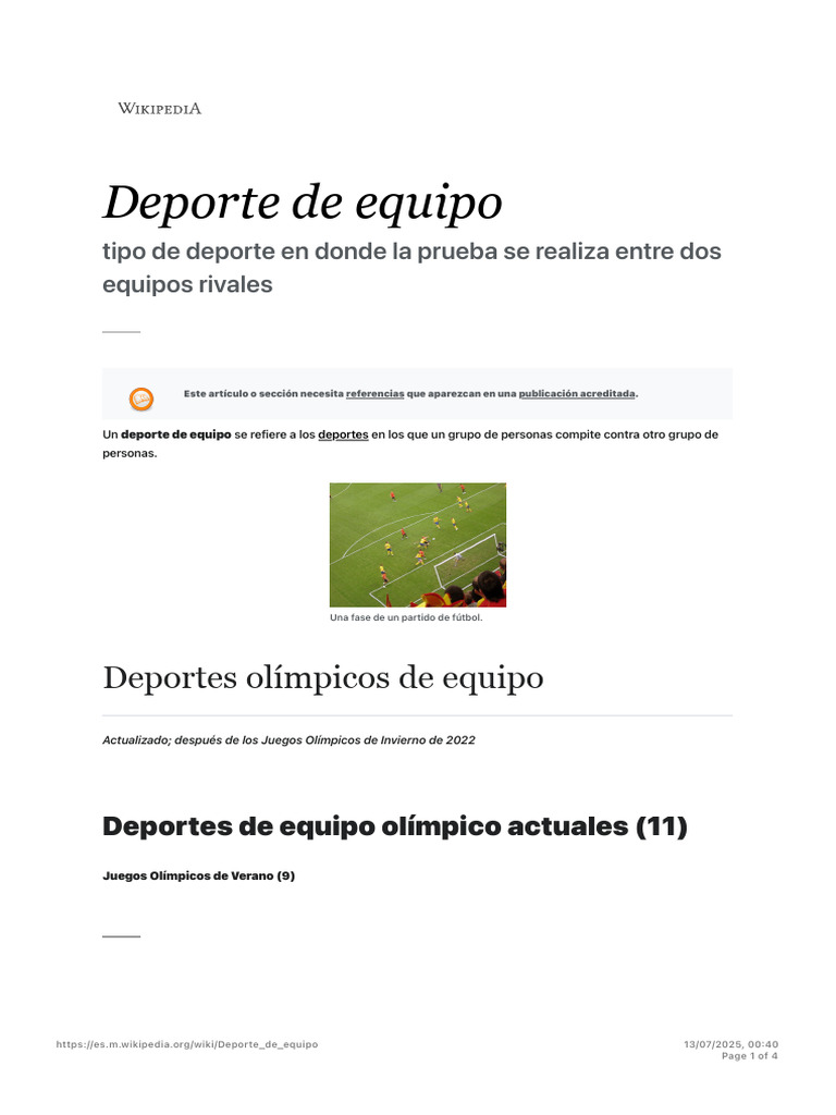 Deportes de equipo en los Juegos Olímpicos | PDF | Juegos olímpicos ...