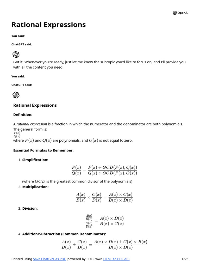 Understanding Rational Expressions | PDF | Division (Mathematics ...