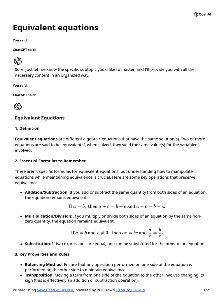 Understanding Equivalent Equations | PDF | Factorization | Equations