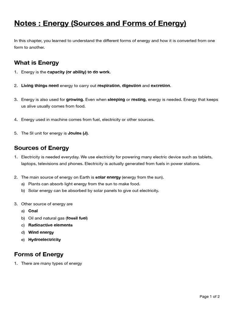 Understanding Energy Sources and Forms | PDF | Fuels | Energy Development