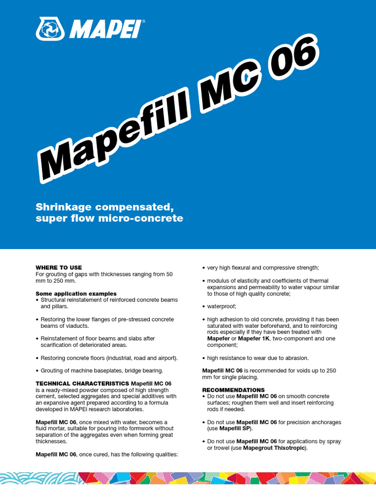 Mapefill MC 06 Grouting Solutions | PDF | Concrete | Industrial Processes