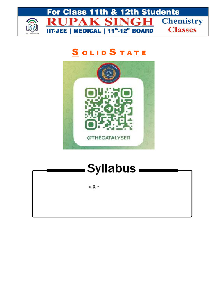 IIT JEE Solid State | PDF | Crystal Structure | Ion