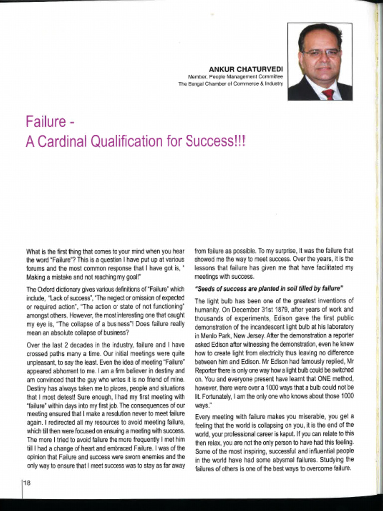 Failure - A Cardinal Qualification For Success | PDF
