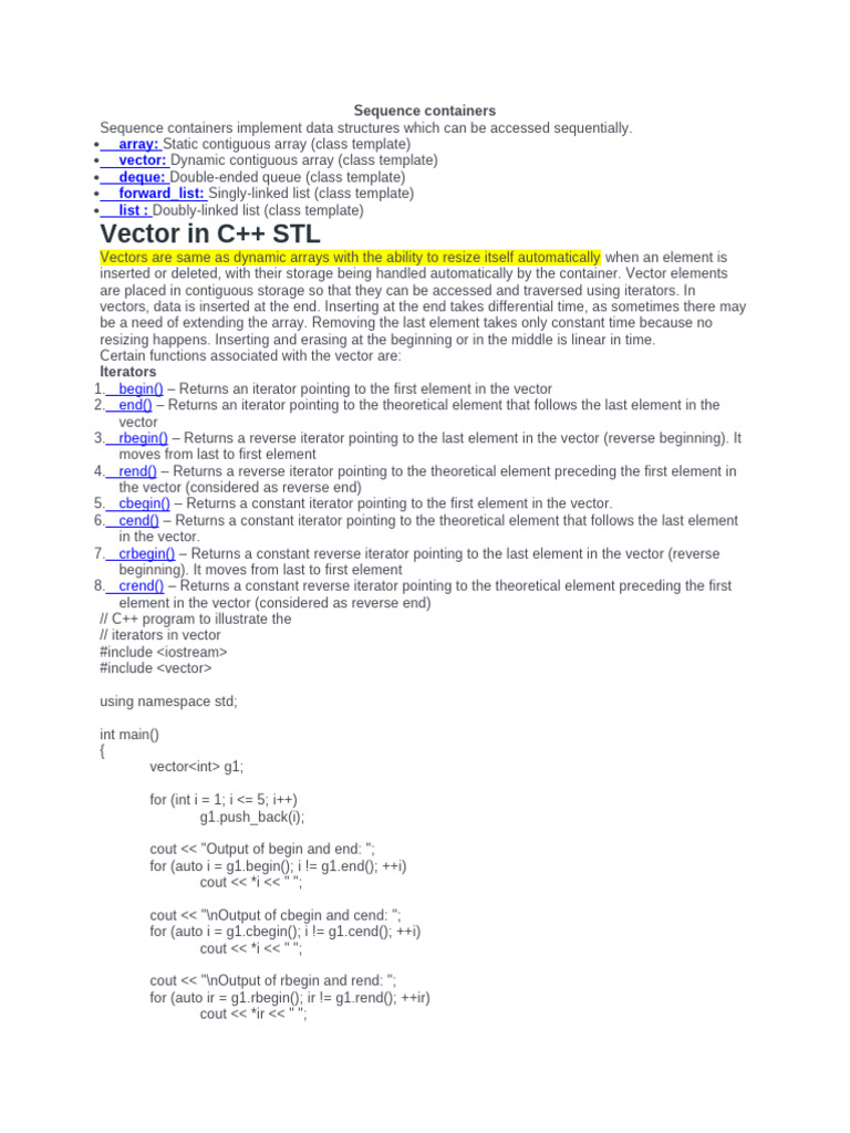C++ Vector: Dynamic Array Overview | PDF | Programming Paradigms ...