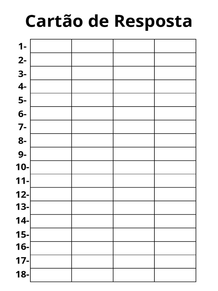 Cartão de Resposta | PDF