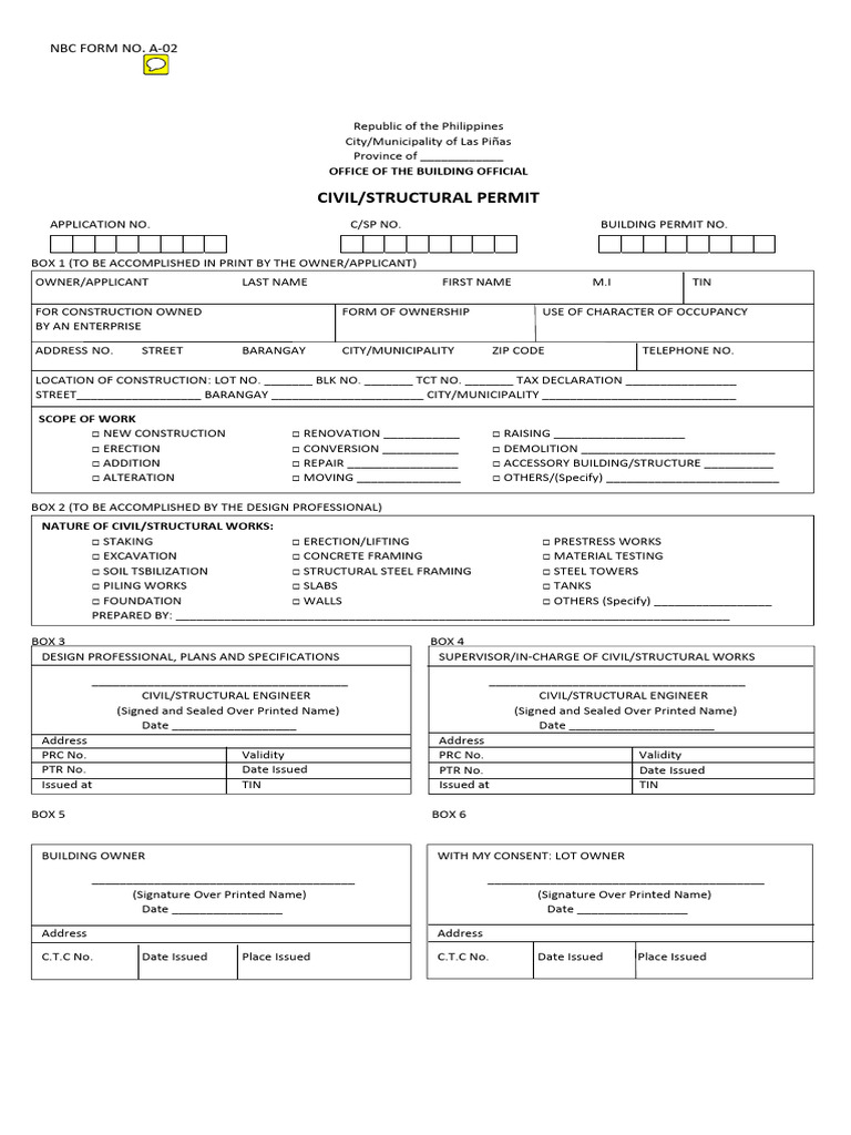 Civil/Structural Permit Application Form | PDF