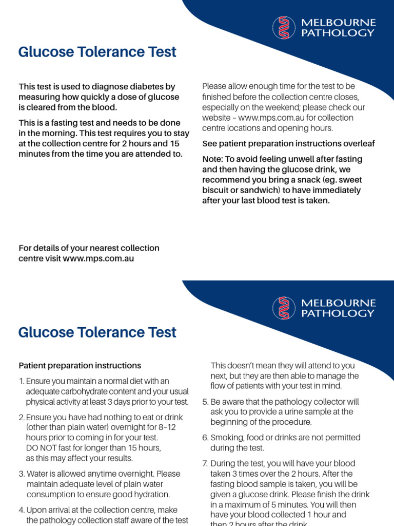 Fasting Instructions for Glucose Test | PDF | Disorders Of Endocrine ...