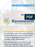 Ravensworth Baptist Church Announcements, 4/8/12