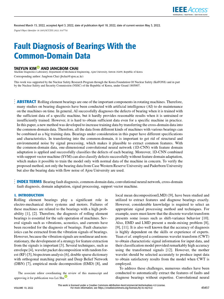 Bearing Fault Diagnosis Using AI Techniques | PDF | Support Vector ...