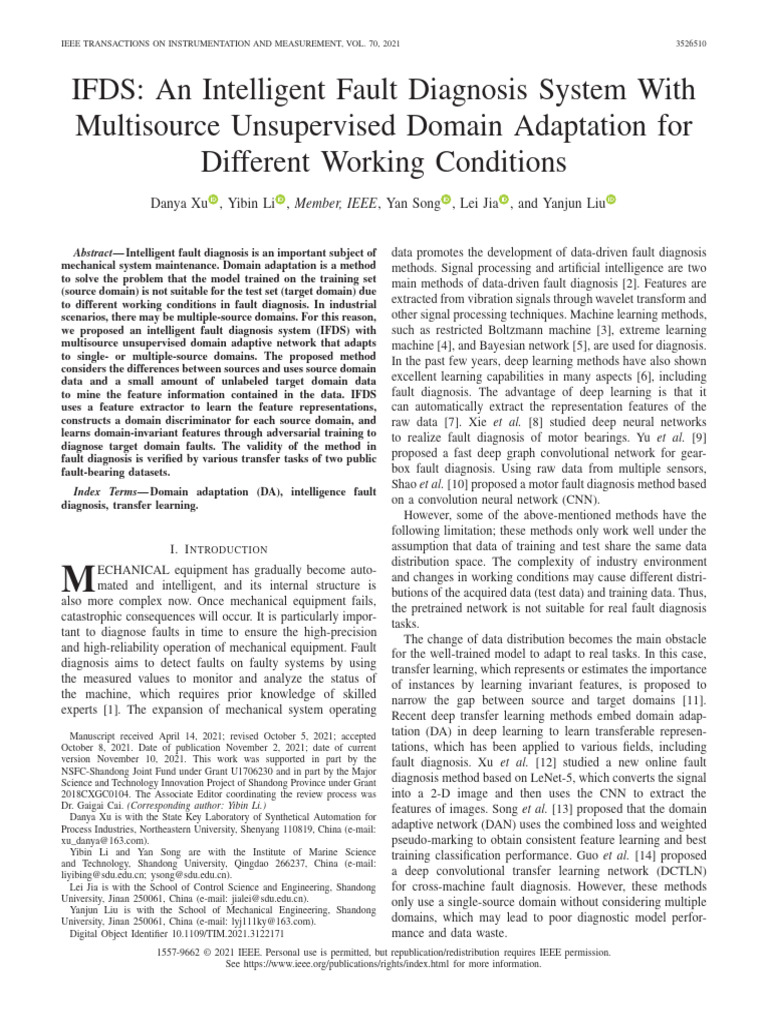Intelligent Fault Diagnosis with Domain Adaptation | PDF | Deep ...