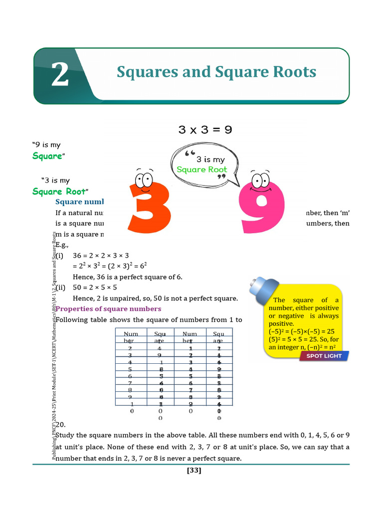 Squares and Square Root | PDF | Square Root | Numbers