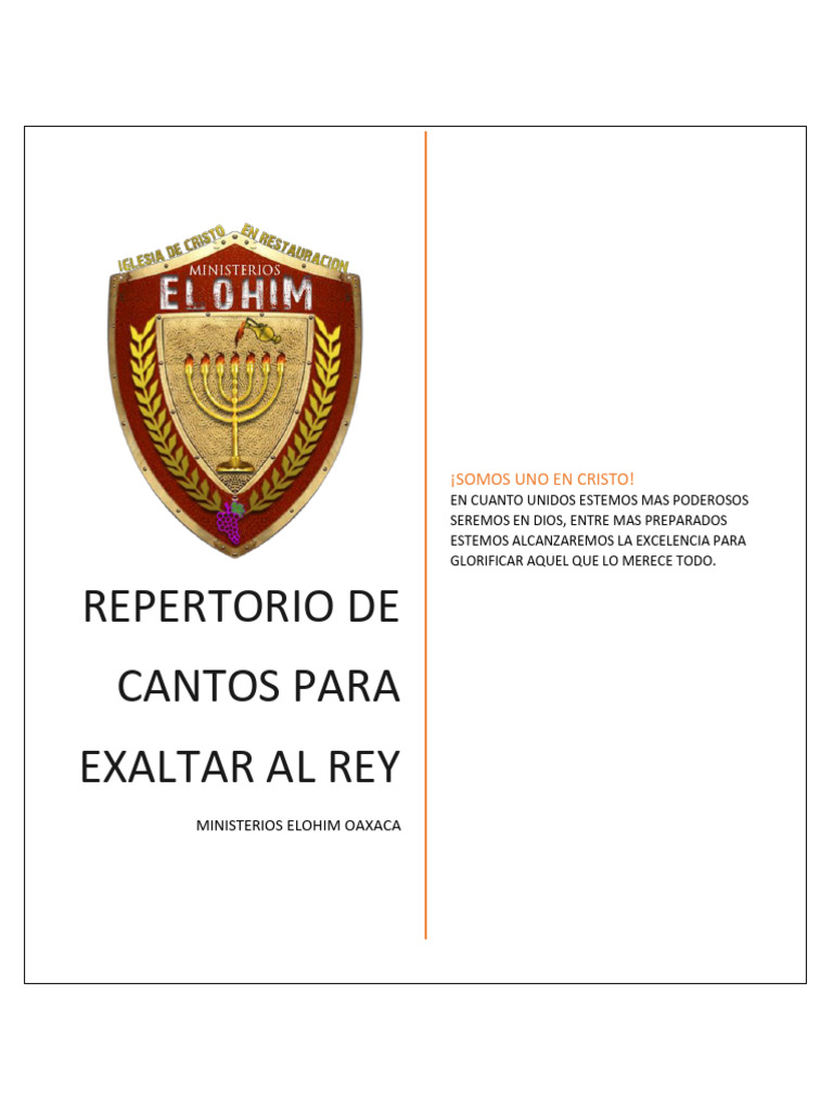 Repertorio de Cantos para Exaltar al Rey | PDF