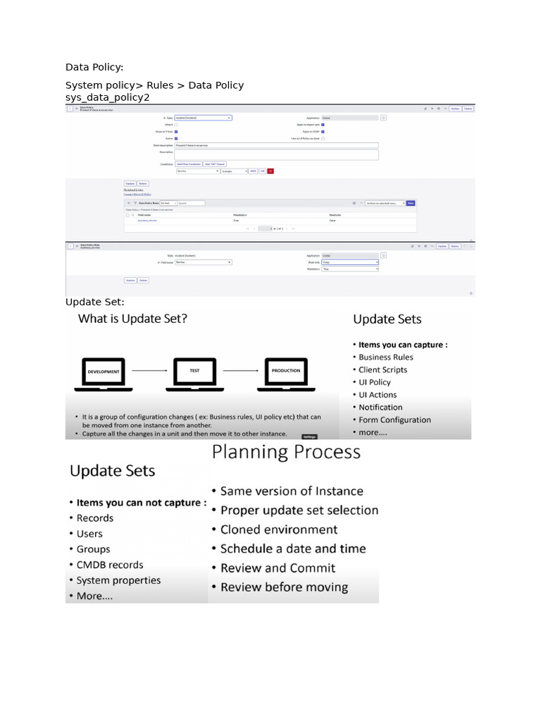 Data Policy and Update Set | PDF