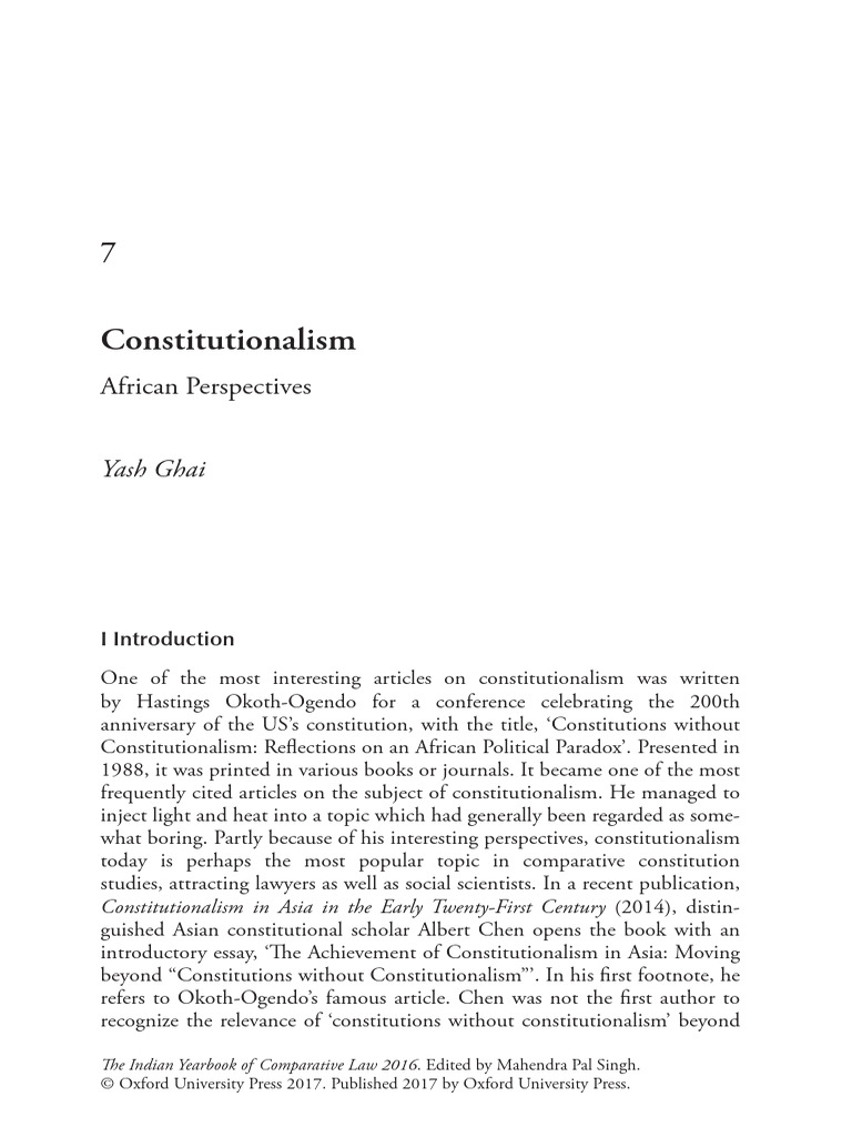 African Constitutionalism Insights | PDF | Separation Of Powers ...