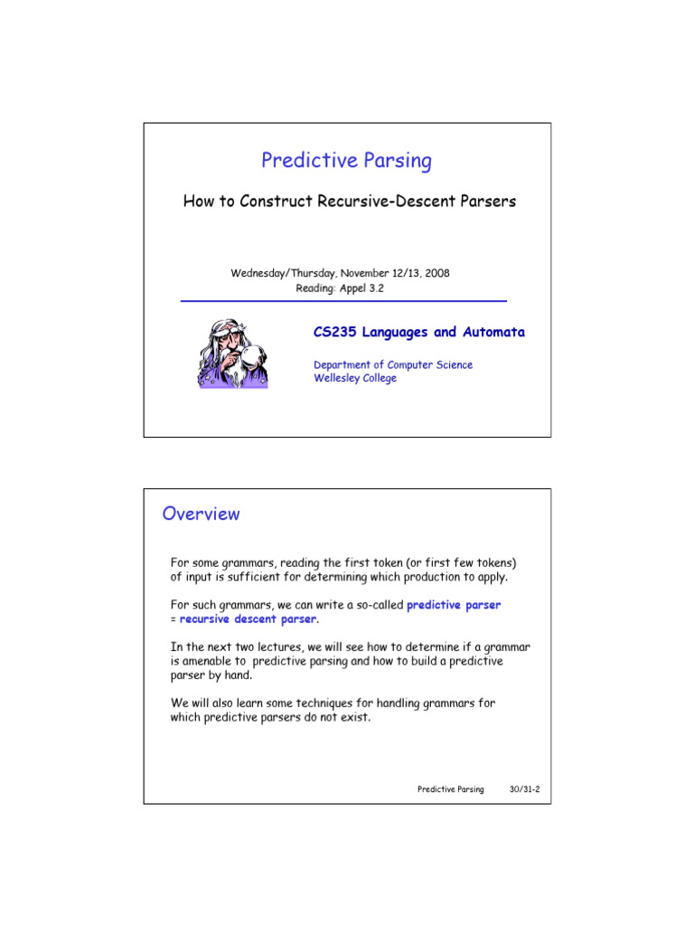 Predictive Parsing in SLiP-- Language | PDF | Parsing | Syntax (Logic)