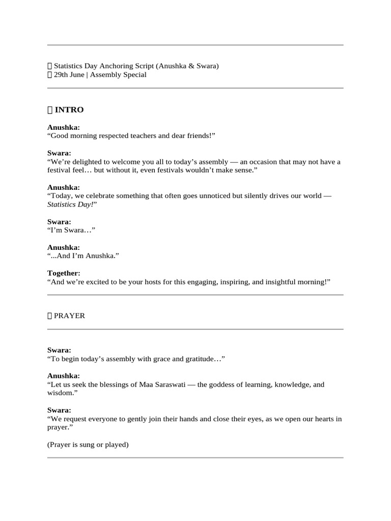 Statistics Day Assembly Script | PDF | Statistics