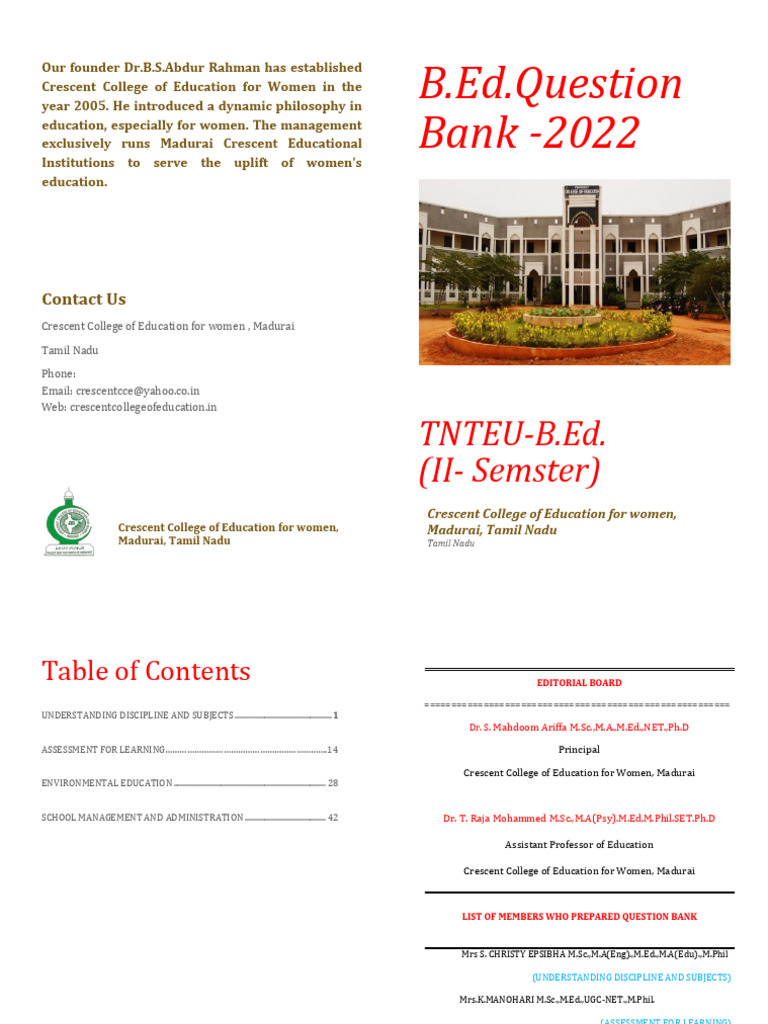 Question Bank B.ed - II Sem. Ccew | PDF