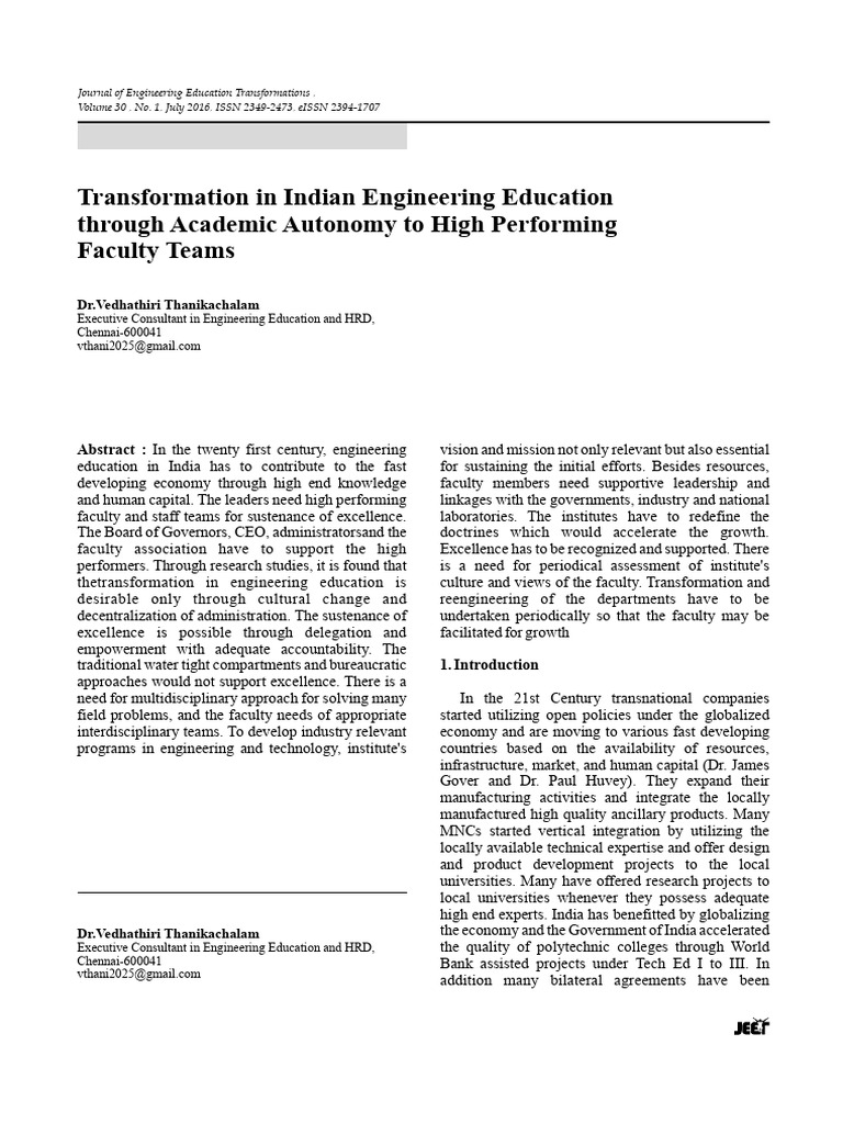 Transforming Indian Engineering Education | PDF | University | Business