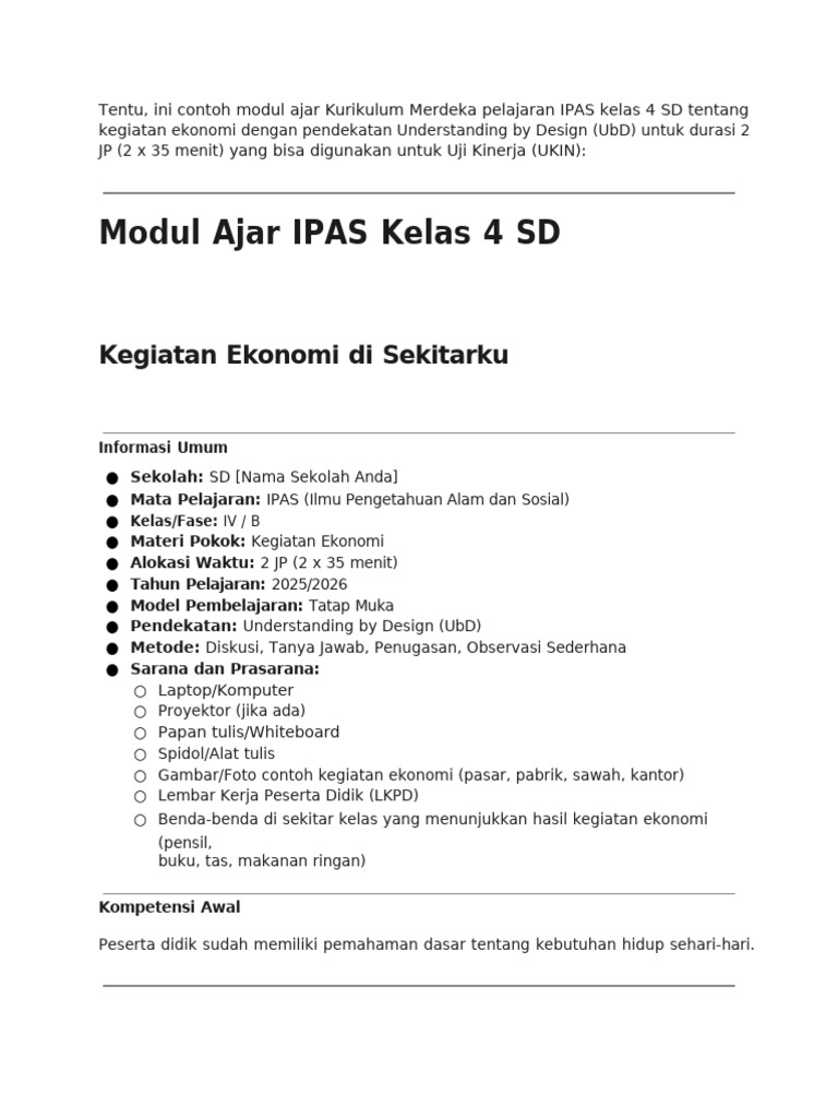 Contoh Modul Ajar Kurikulum Merdeka Pelajaran IPA... | PDF