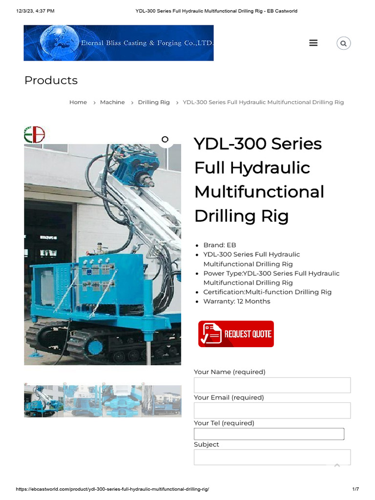 YDL-300 Hydraulic Drilling Rig Overview | PDF | Drilling Rig | Drill