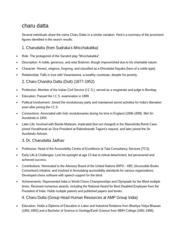 Prominent Figures Named Charu Datta | PDF