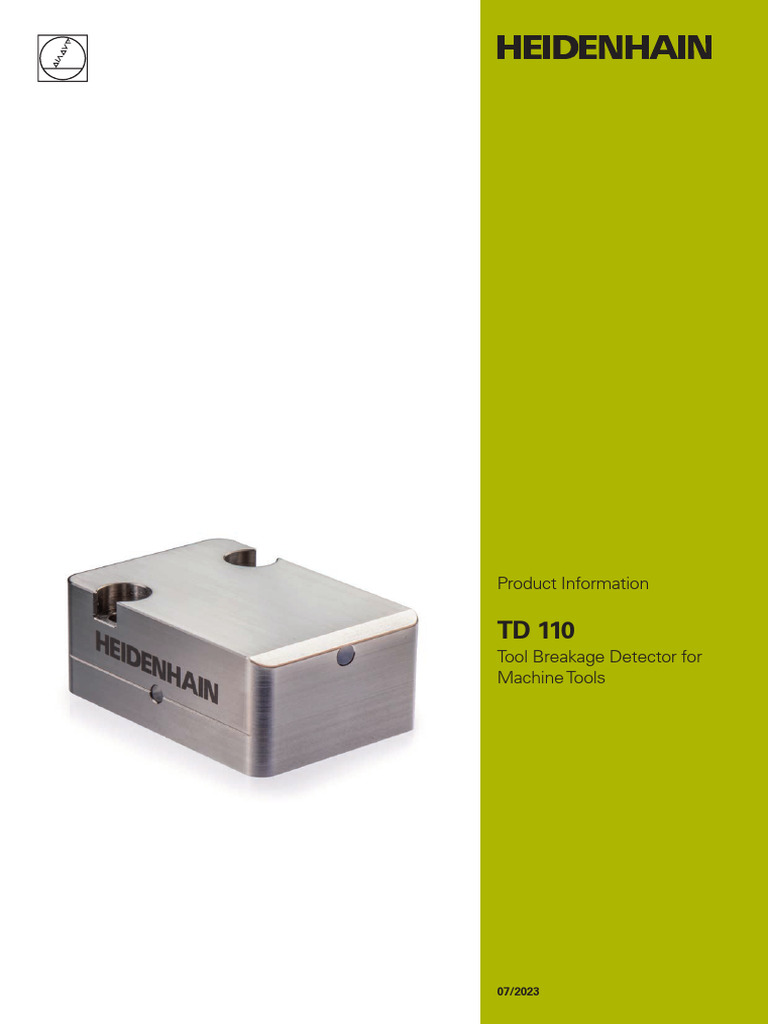 TD 110 Tool Breakage Detector Overview | PDF | Sensor | Electrical ...