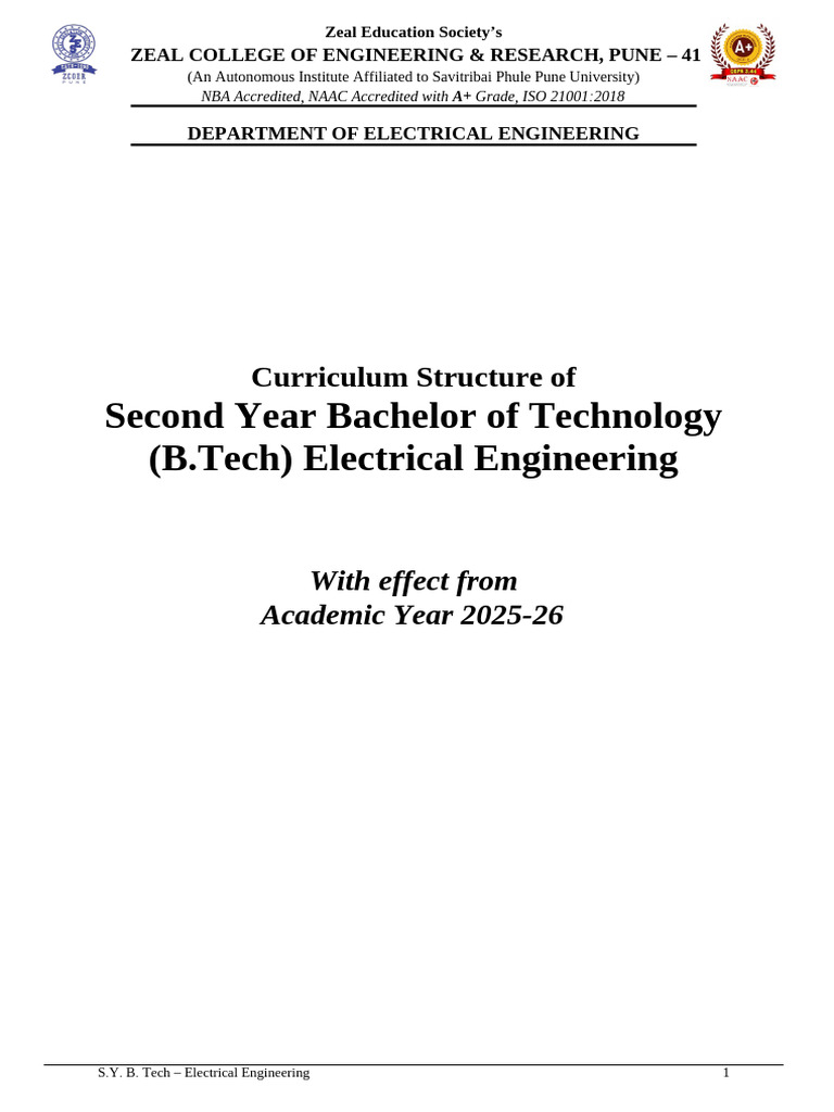 Zeal College Electrical Engineering Syllabus 2025 | PDF | Laplace ...