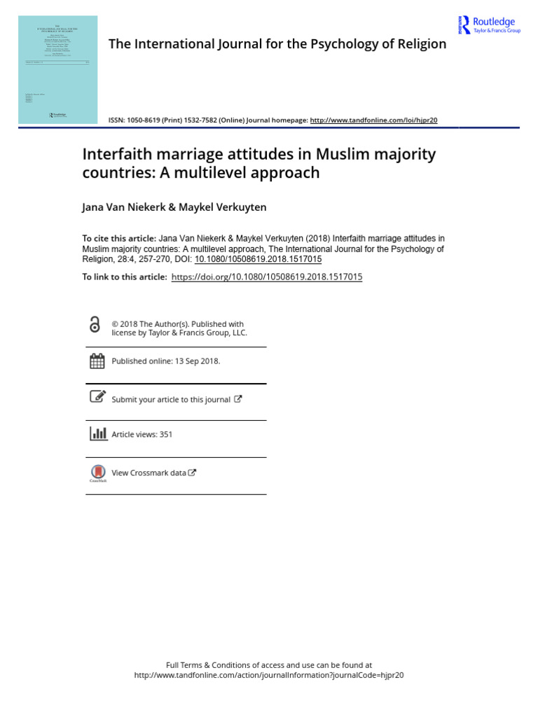 Interfaith Marriage Attitudes in Muslim Majority Countries A Multilevel ...