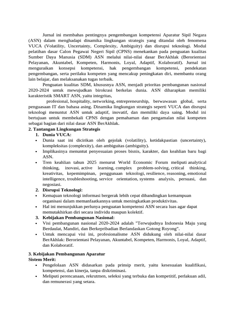 Pengembangan Kompetensi ASN di Era VUCA | PDF
