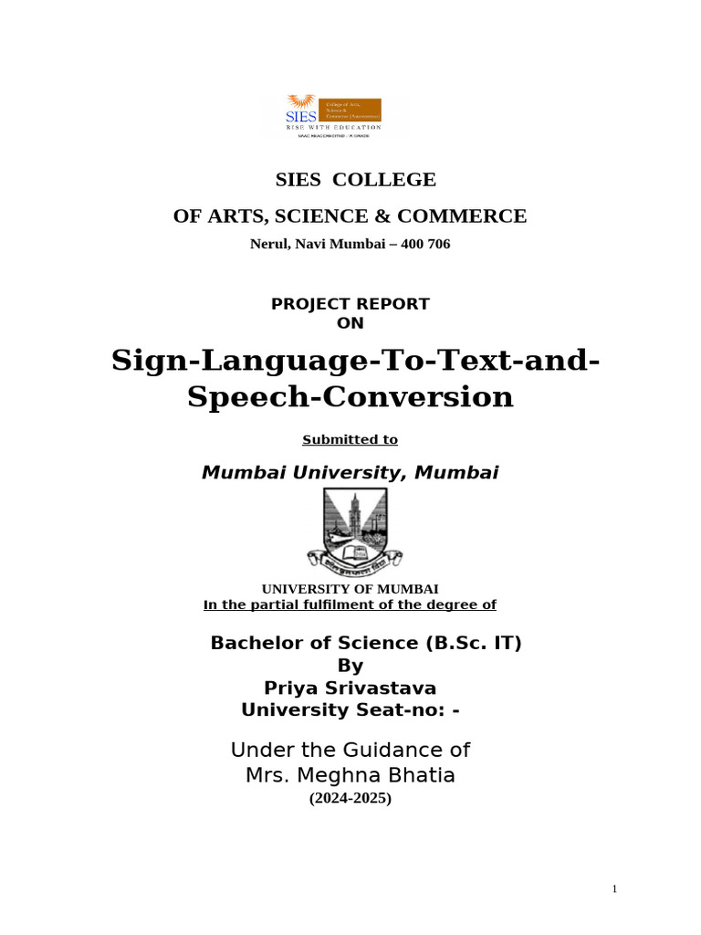 Sign Language to Text & Speech Project | PDF | Sign Language | Computer ...