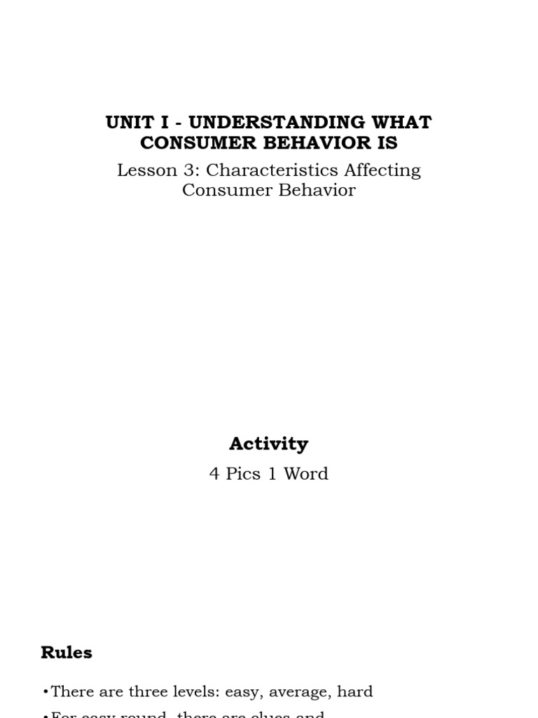 Lesson 3 - Characteristics Affecting Consumer Behavior | PDF | Behavior ...