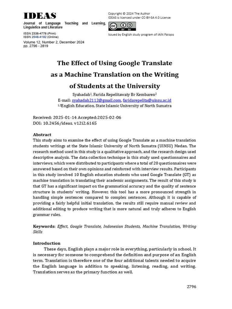 The Effect of Using Google Translate As A Machine | PDF | Methodology ...