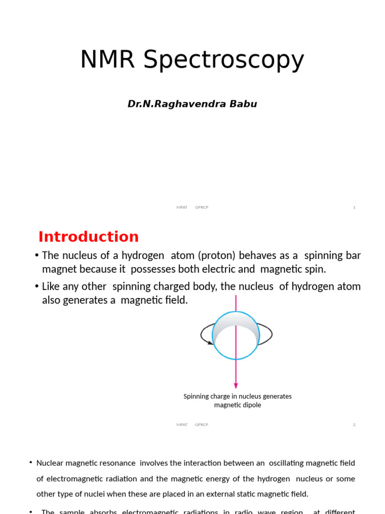 NMR Spectros | PDF | Relaxation (Nmr) | Nuclear Magnetic Resonance