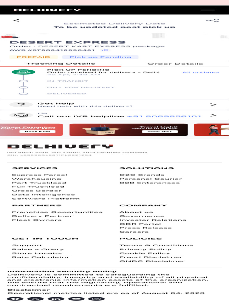 Delhivery Tracking Pdf