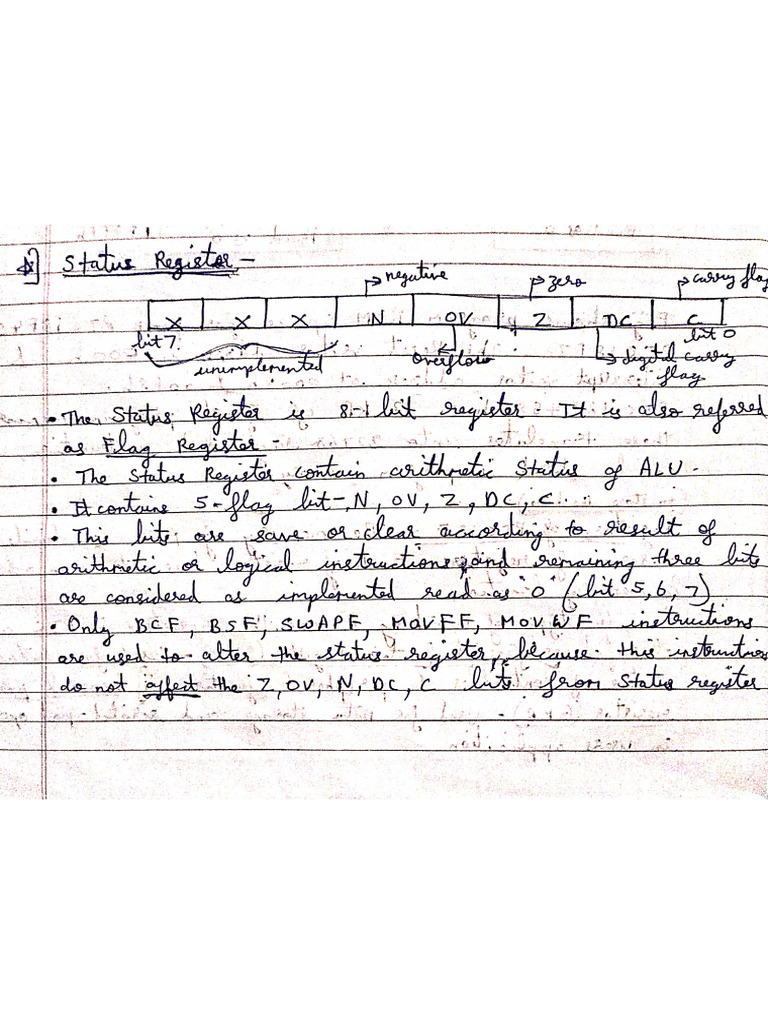 Status Register Explanation | PDF