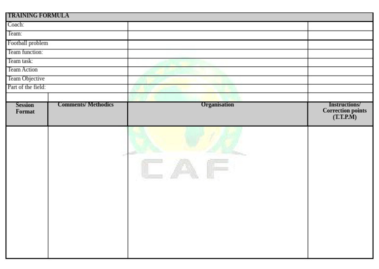 CAF Template for Football Training | PDF