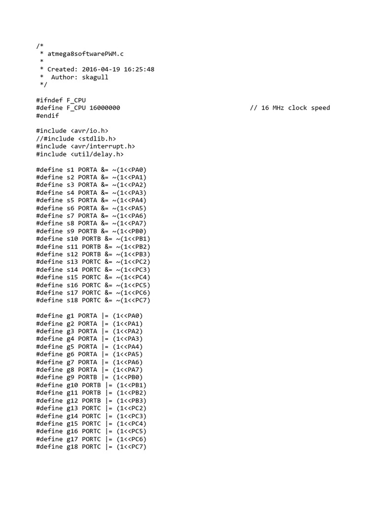 Atmega 32a Software PWM Test | PDF